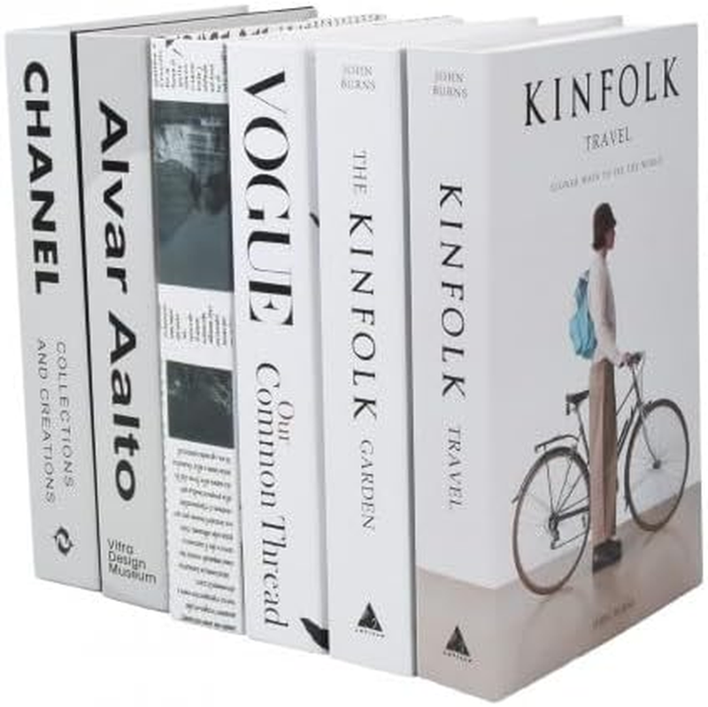 6 PCS Fashion Fake Books, Stacked Faux Books for Home Decor, Modern Decorative B