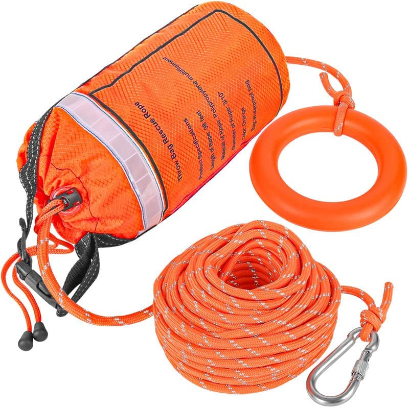 Water Rescue Throw Bag with 50/70/98FT Length of Rope in 3/10In Tensile Strength