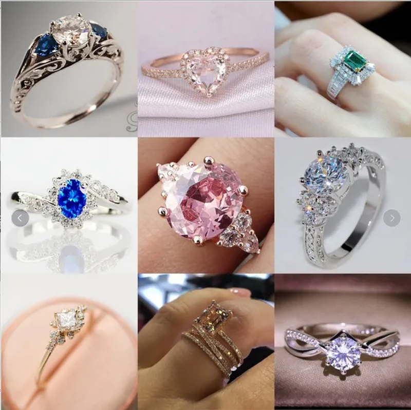 9 Style Exquisite Fashion Rings for Women Elegant Fashion Jewelry Natural Gemstone Sapphire Inlaid Color Diamond Romantic Bride Princess Proposal Engagement Wedding Ring Anniversary Gift Birthday Party Decoration Christmas Gift Size US 5-11