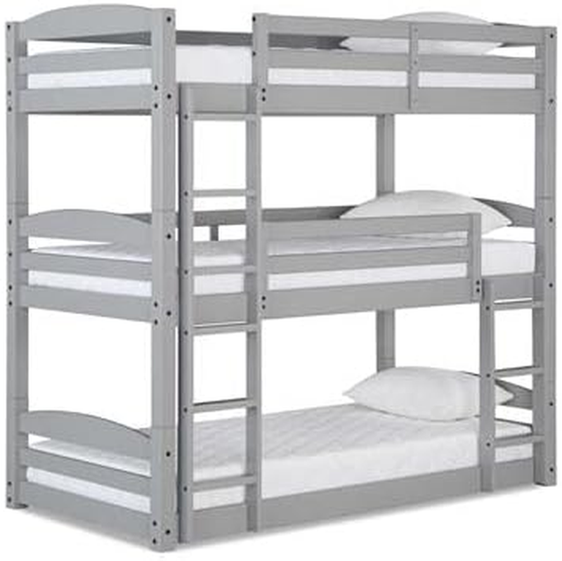 Dorel Living Sierra Triple Floor Wooden Bunk Bed in Gray - Set up as Triple Bunk