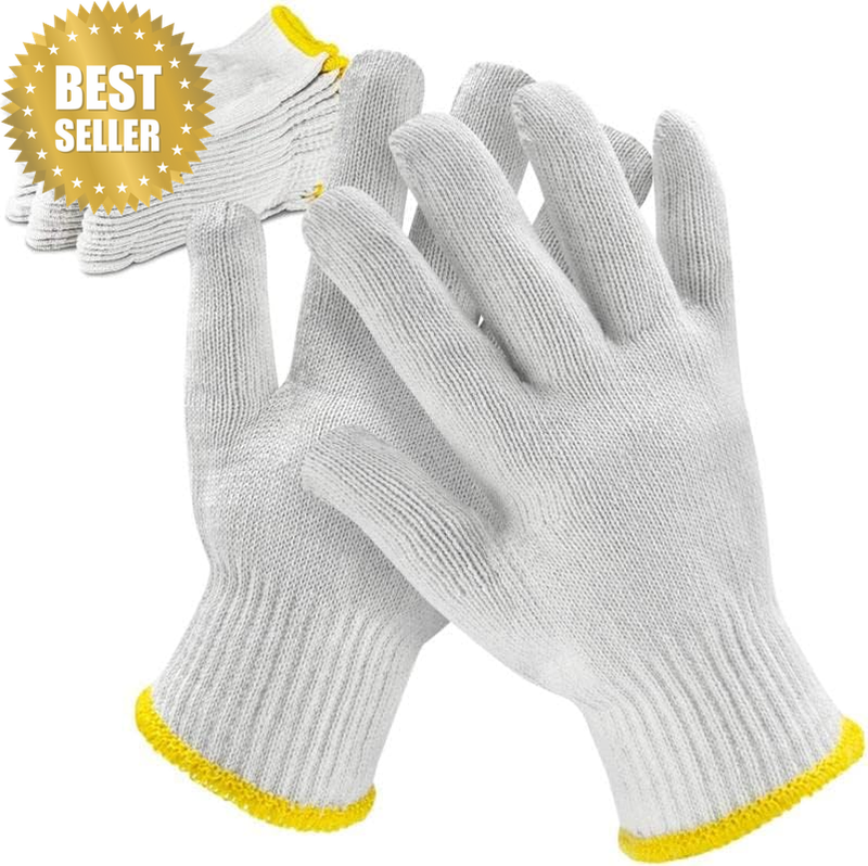 Work Gloves 12 Pairs-Cotton Polyester String Knit Work Gloves for Mechanic Indus