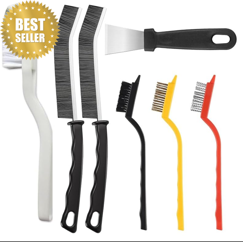 7PC Crevice Cleaning Brush Set, Hard Bristle Brushes Grout Scrub Brush Gap Clean
