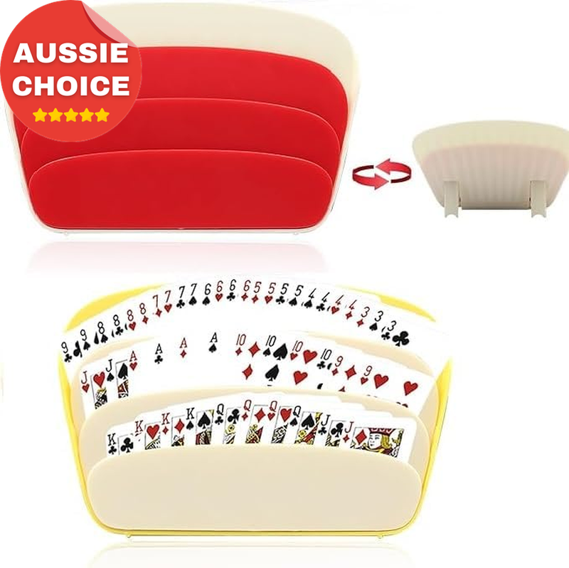 2 Pack Playing Card Holders 3 Layer Design Poker Game Accessories Red Yellow