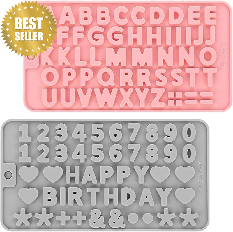2 Pcs Silicone Letter Chocolate Molds Non-Stick Number Molds Reusable Alphabet C