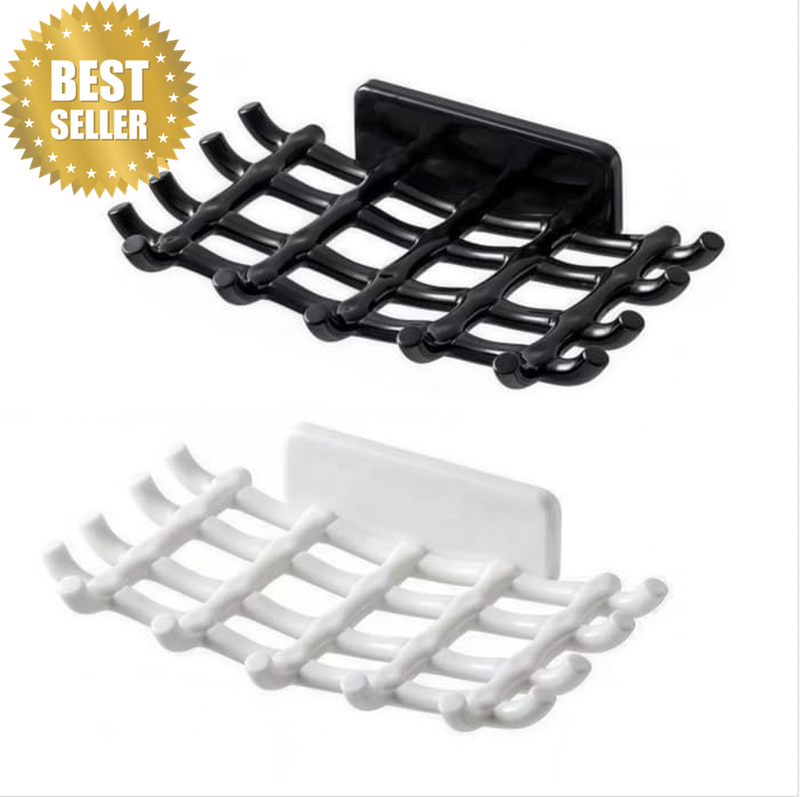 Wall Mounted Shower Soap Holder, No Drill Installation, 2-Pack with Drainage and