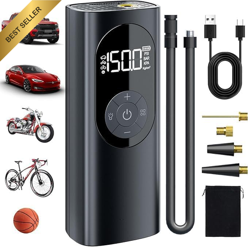 Car Tyre Inflator Air Compressor - Faster Inflation, Cordless Portable Air Pump,