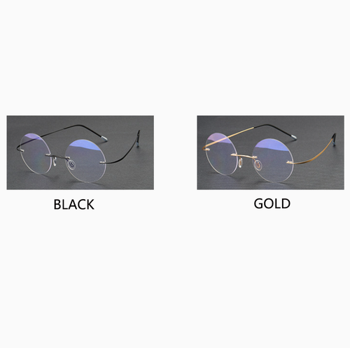 Men Metal Round Rimless Blue Light Blocking Reading Glasses Clear Lens Glasses