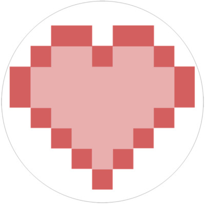 8-Bit Pink Heart - Circle Sticker Decal 3'' x 3''