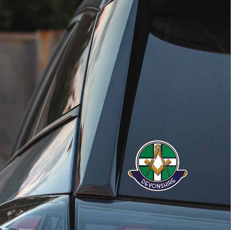 Devonshire Masonic Car Sticker | UV Laminated - Picture 3 of 4