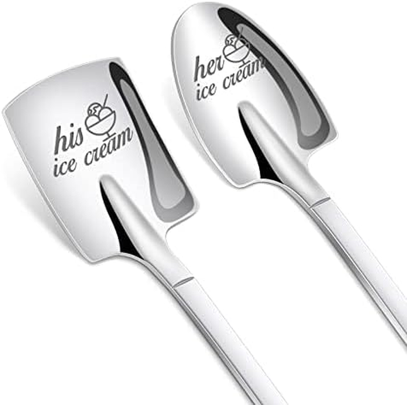 Spoons, 2-Piece, Stainless Steel Icecream Scoop, Premium Food-Grade Metal Utensi