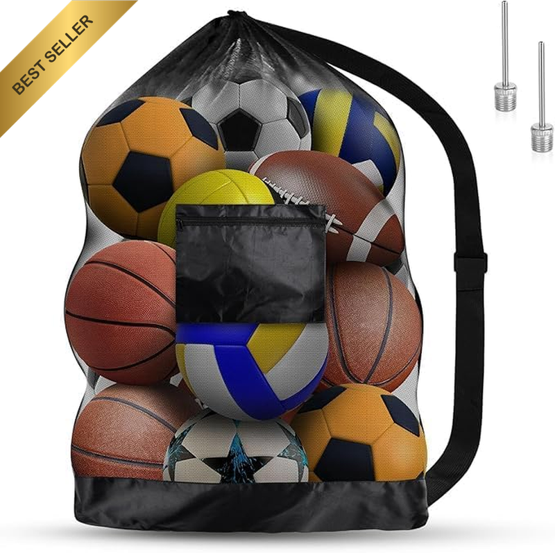 Extra Large Football Mesh Bag, Drawstring with Adjustable Shoulder Strap, Waterp