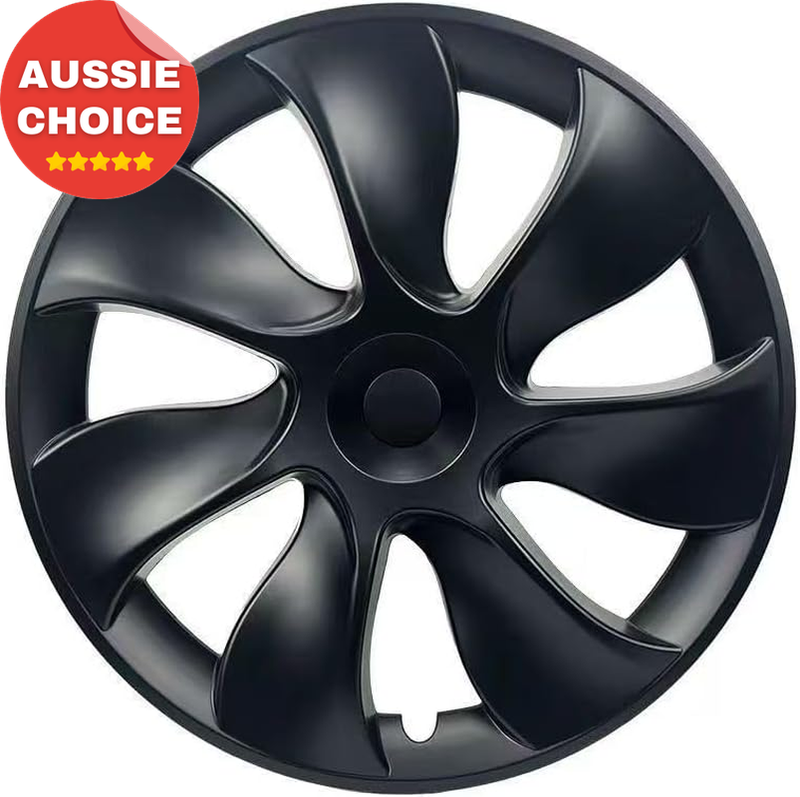 19 Inch Tesla Model Y Wheel Covers Matte Black Hubcaps Set of 4 Turbine Style
