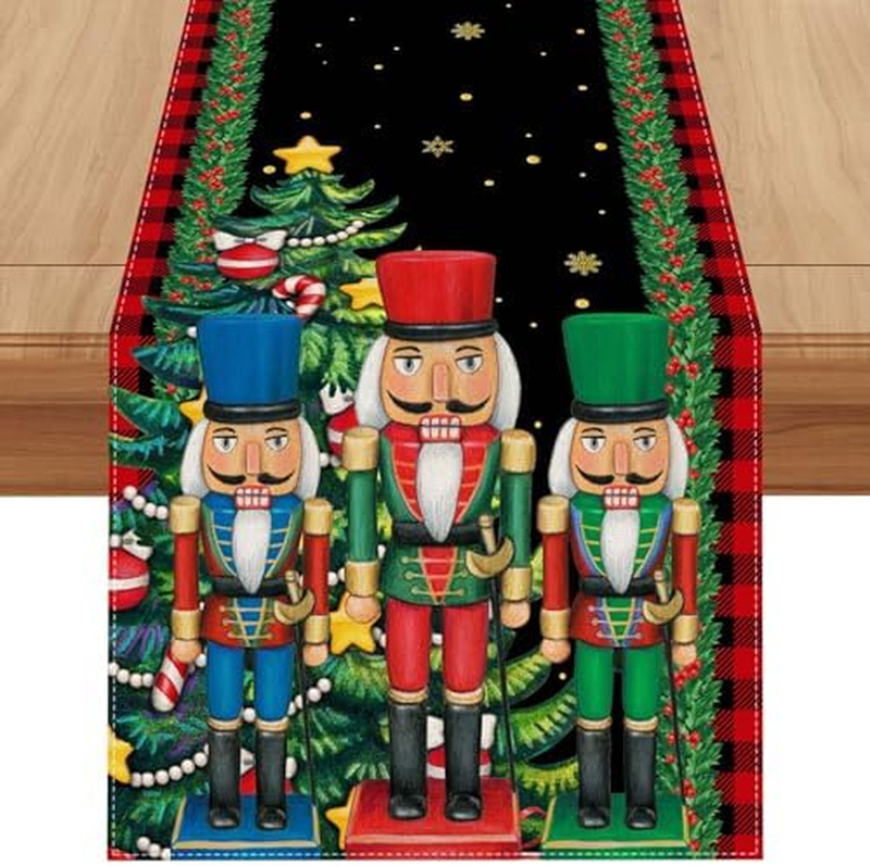 Nutcracker Christmas Table Runner, Xmas Winter Holiday Decorations