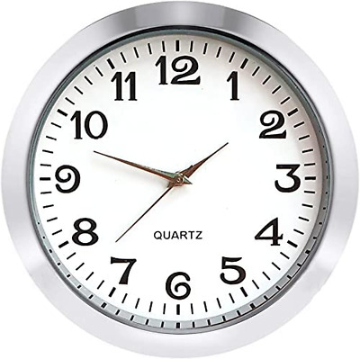 Mini Clock Insert 2-1/8 Inch 55 mm Round Quartz Movement Miniature White NEW