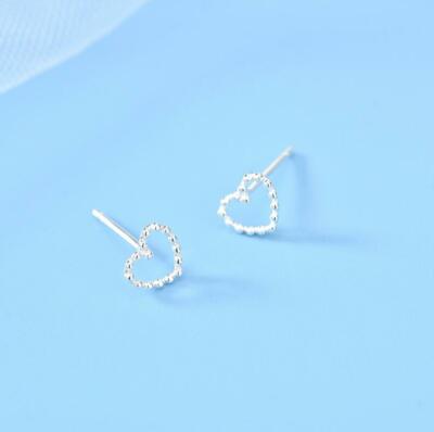 Adorable Tiny Love Flower Heart Silver SP Stud Earring