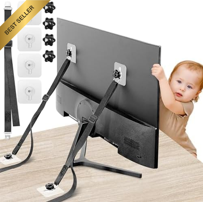No Drill TV Straps Safety for Flat Screen, Adjustable 18