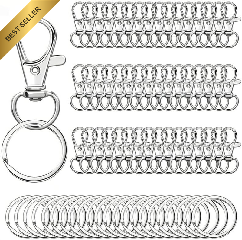 Swivel Lanyard Snap Hooks with Key Chain Rings, 50Pcs Swivel Snap Hooks with Key