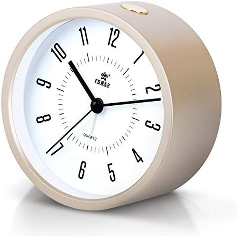 Analog Alarm Clock for Bedrooms, 4.3 Inch Non-Ticking Vintage Alarm Clock Desk/B