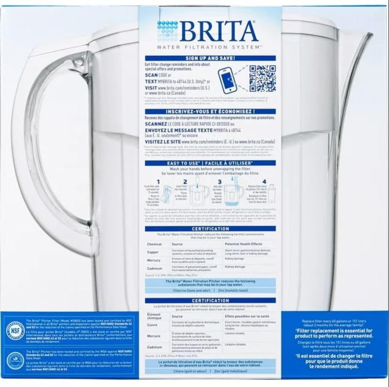 Everyday Water Filter Pitcher - Large 10-Cup Size - BPA-Free - Replaces Plastic