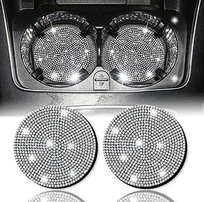 Car Accessory round Cup Holder Coasters Insert anti Slip Mat Crystal Rhinestone