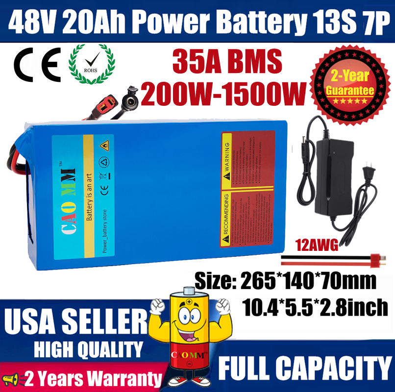 48V 20AH Lithium Battery & 35A BMS 1000W 1500W Bicycle Motor EBike Scooter 13S7P