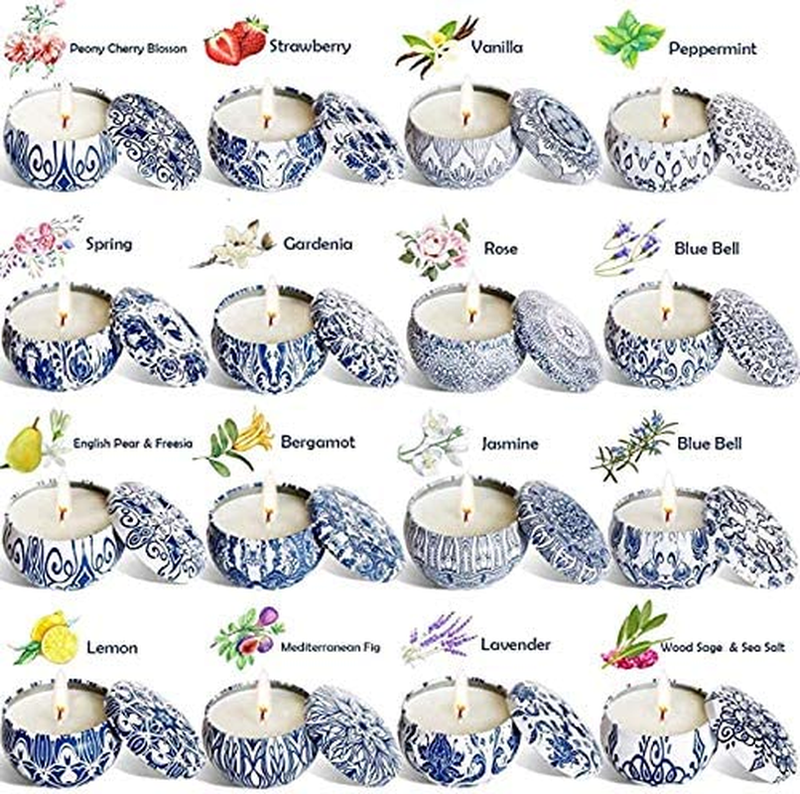 Set of 16 Small Scented Candles Soy Wax Aromatherapy Candles