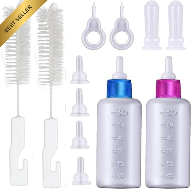 14 Pcs Pet Feeding Bottle Kit Replacement Nipples Newborn Small Animal