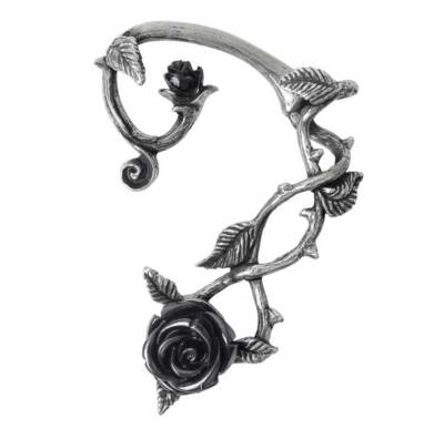 Alchemy Gothic Romantic Black Rose Left Ear Wrap Single Post Earring E410 NWT