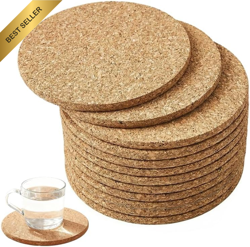 Cork Coasters 12 Pack, Absorbent Heat Resistant Drink Coasters for Tea & Coffee,