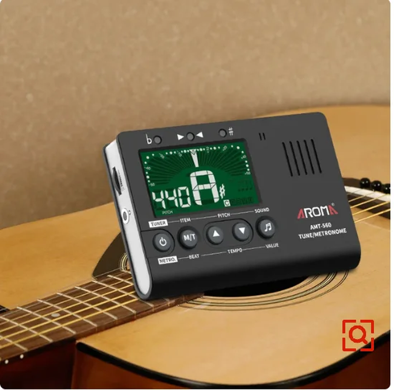 Aroma AMT-560 Electric Guitar Tuner & Metronome Built-in Mic with Pickup Cable 6