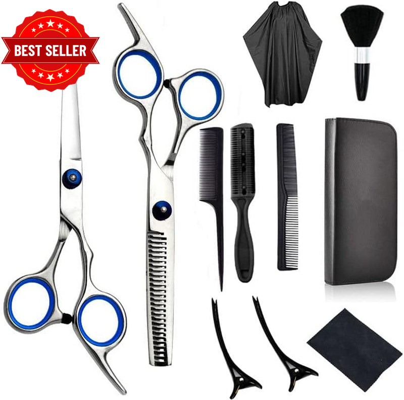 Professional Hair Cutting Scissors Kits,11 Pcs Stainless Steel Hairdressing Shea