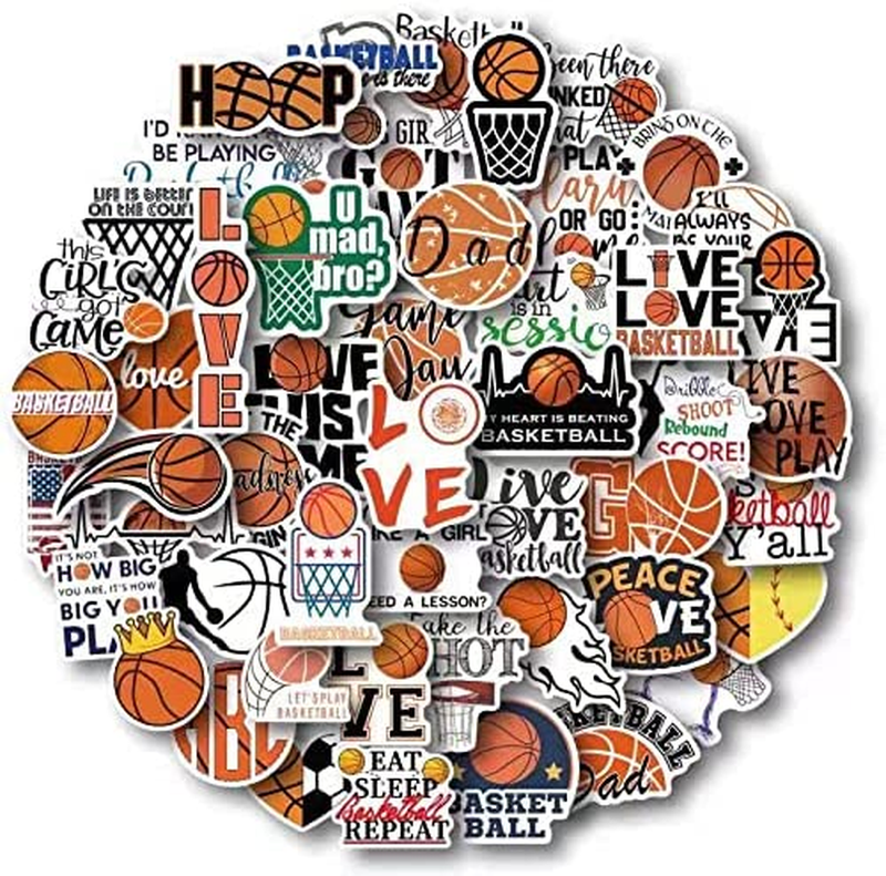 Basketball Stickers for Water Bottle Cute Basketball Gifts 50 PCS Sports
