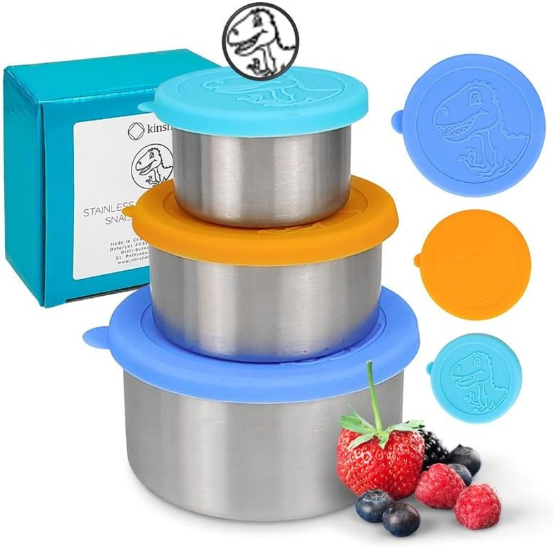 Dinosaur Toddler Snack Containers, Stainless Steel Lunch Box Container Cups for