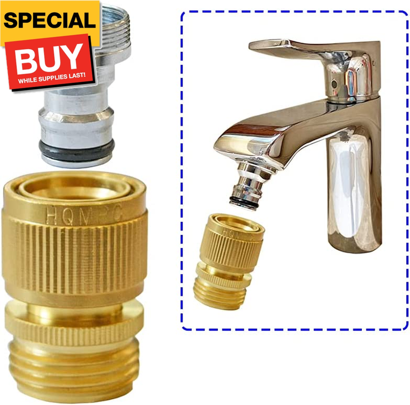 Faucet to Hose Adapter - Snap Coupling for Kitchen, Washing Machine & Dishwasher