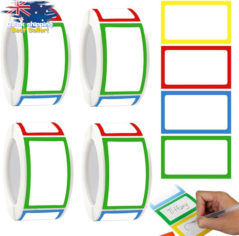 1000 Colorful Adhesive Name Tags 25x45mm - Blank Labels for Office/School