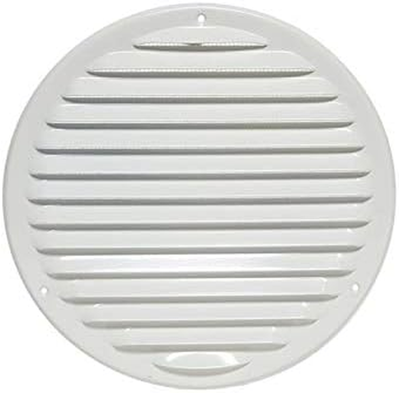 White ventilation grille with insect protection, diameter 100 mm, made of sheet