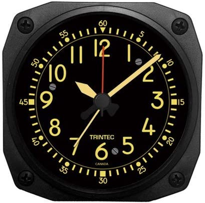 Trintec Aviation Desk Top Travel Alarm Clock Aircraft Vintage Cockpit Style Face
