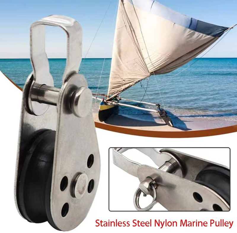 316 Stainless Steel Nylon Marine Pulley,Pulley Blocks Rope Runner Kayak Boat Acc