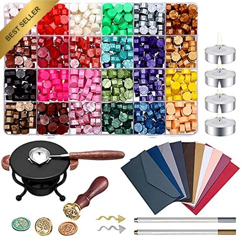 Sealing Wax Set -  Retro Wax Seal Kit with Exquisite Stove, Marker Pen for Weddi