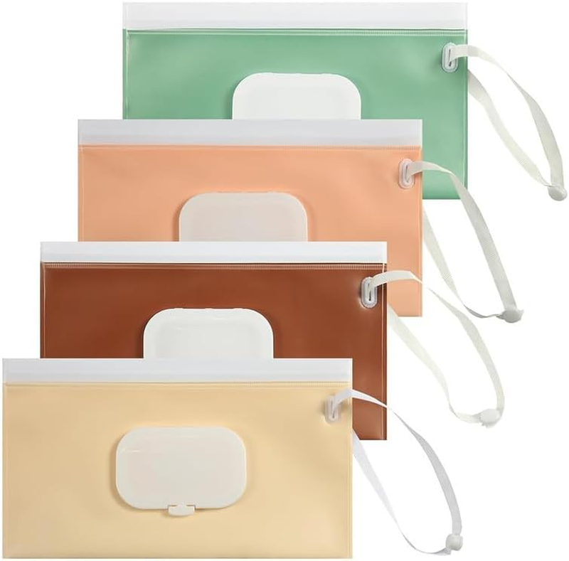 4Pcs Wet Wipe Pouch Dispenser,Portable Refillable Wipe Holder Container,Reusable