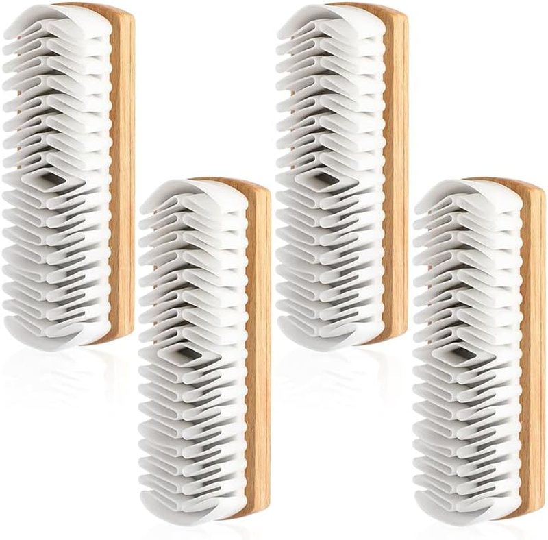 4-Piece Suede Brush Set, Rubber Shoe Brush Cleaner with Wooden Handle, Suitable