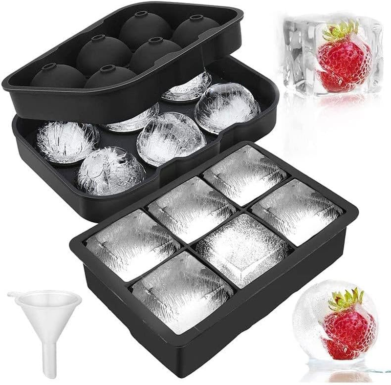 2 Pcs Silicone Ice Cubes Mould, Ice Cube Trays, Reusable 1.8" round Ice Ball Mak