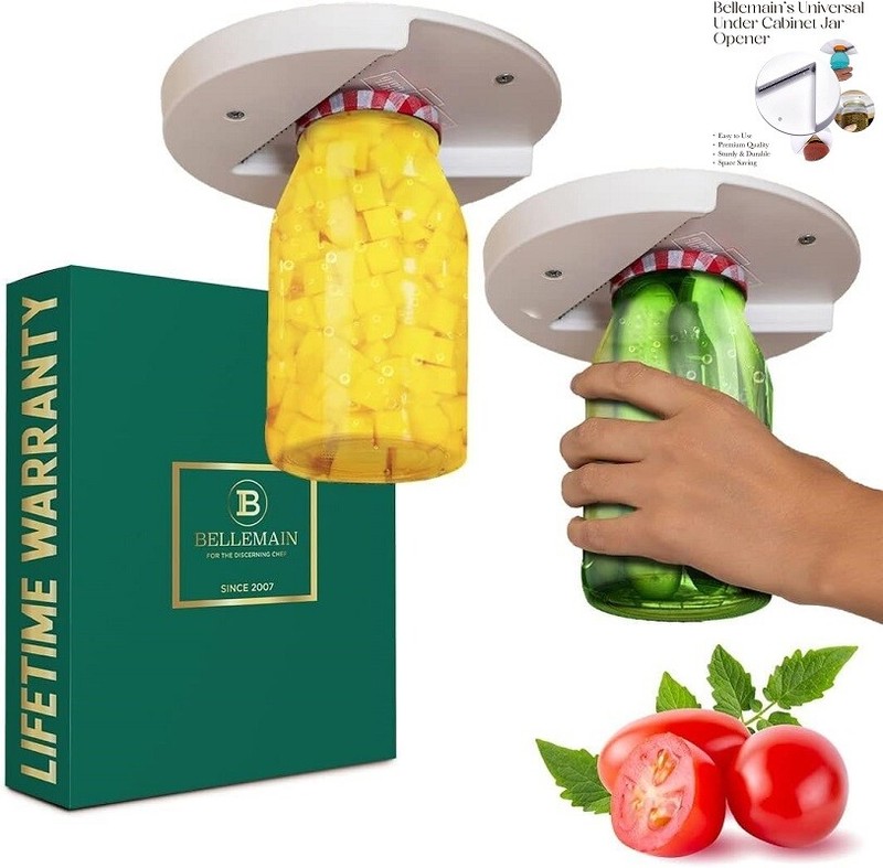 EZ Jar Opener Under Cabinet Counter Lid for Seniors Arthritis Single Hand 2-Pack