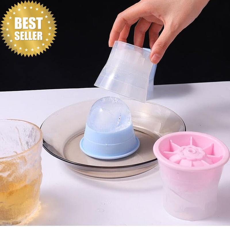 (2025 Upgrade) Ice Molds 4 PCS, Silicone Sphere Ice Mold Maker, Stackable Easy R