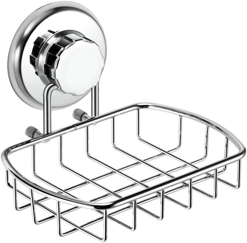 HASKO Suction Cup Soap Dish for Shower Wall, Rustproof Stainless Steel Shower So