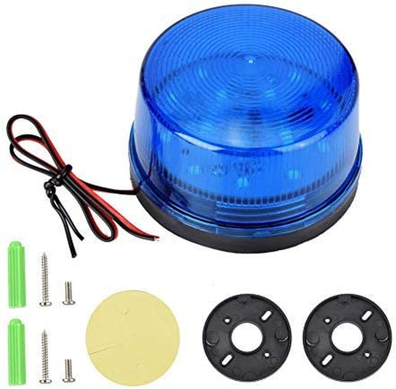12V Blue Alarm Signal, Blue LED Strobe Beacon Alarm Flashing Light without Sound