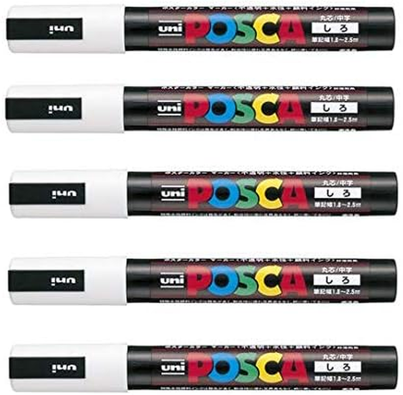 Uni Posca Poster Color Marker Set, Medium Size, White