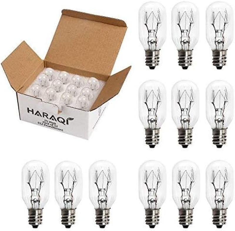 12 Pack Salt Lamp Bulbs,E12 25 Watt Incandescent Candelabra Bulbs,Long Lasting R