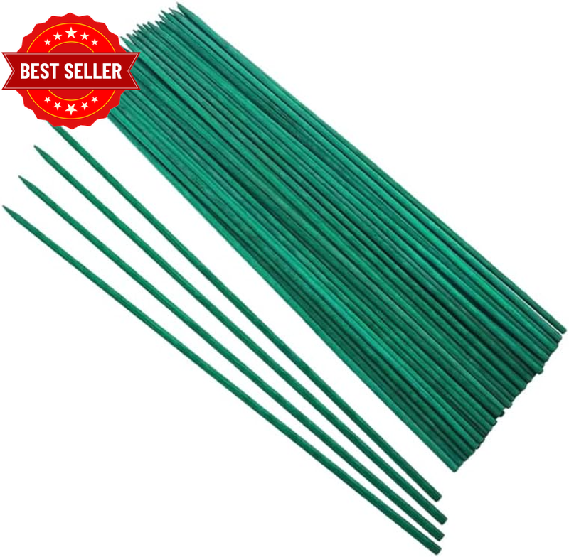 50Pcs Green Bamboo Plant Stakes 38Cm Garden Support Sticks