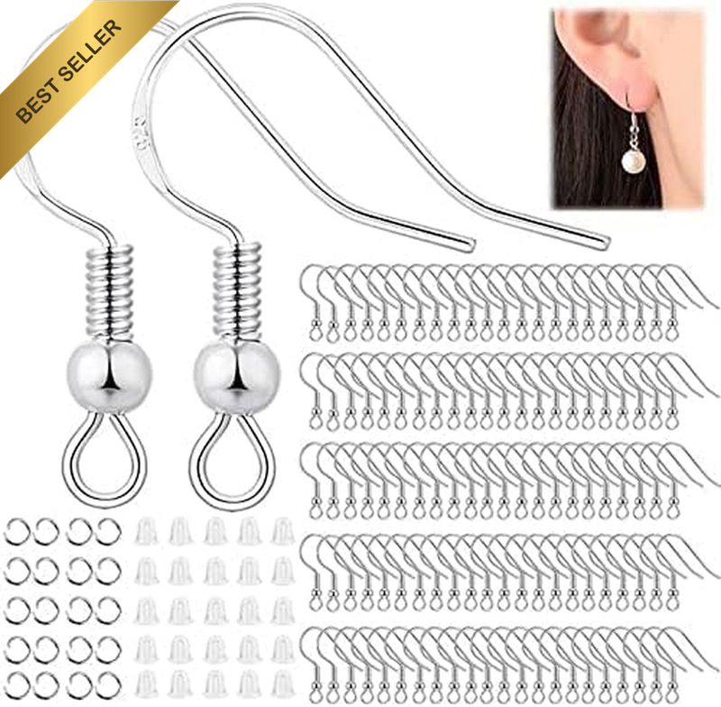 300 PCS Gold Earring Hooks,925 Sterling Silver Earring Hooks for Jewelry Making,